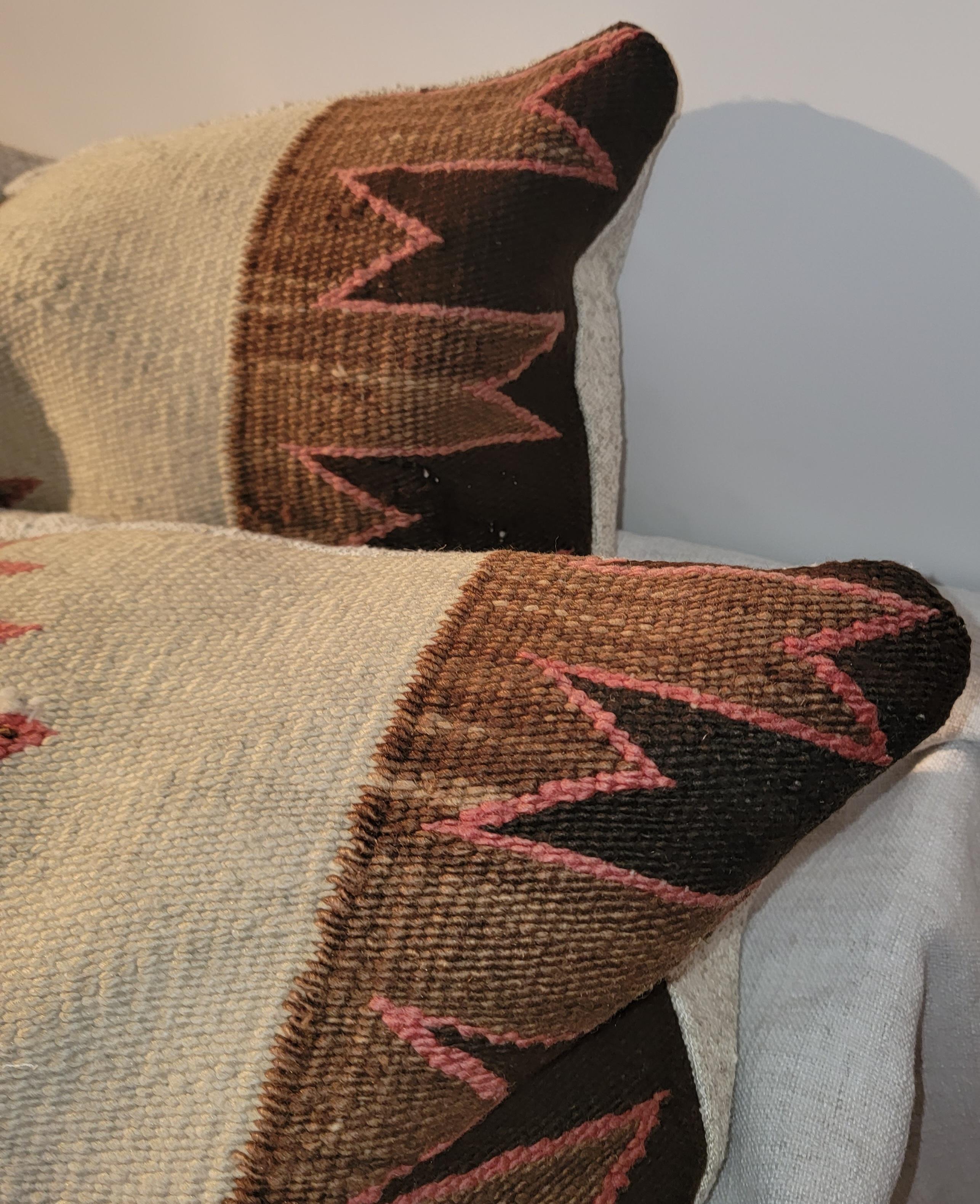 American Navajo Indian Weaving Eye Dazzler Pillows 'Pair' For Sale