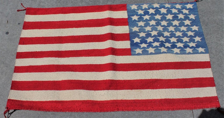 Navajo Indian Weaving Flag Rug, circa 1950s at 1stDibs
