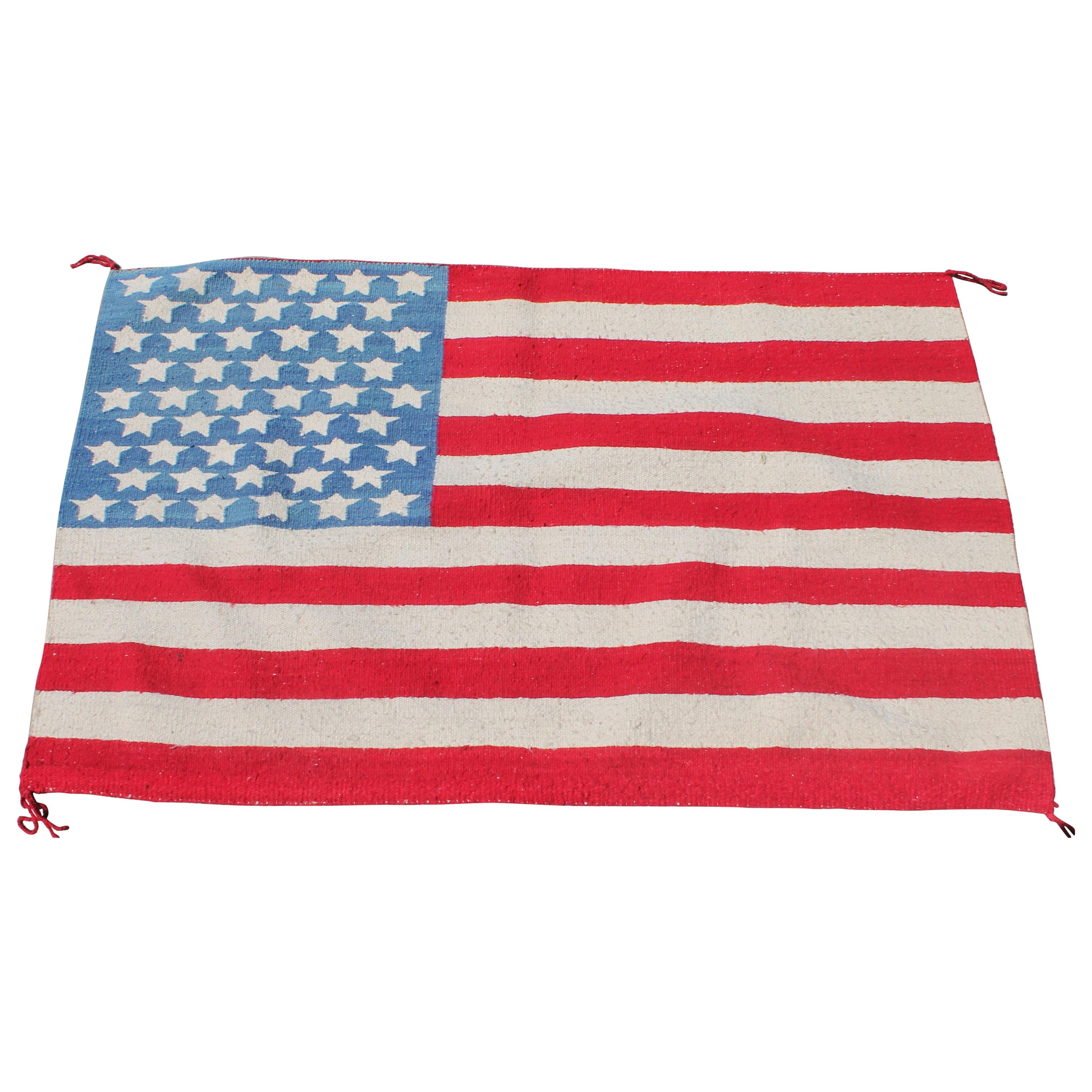 Navajo Indian Weaving  Flag Rug, circa 1950s