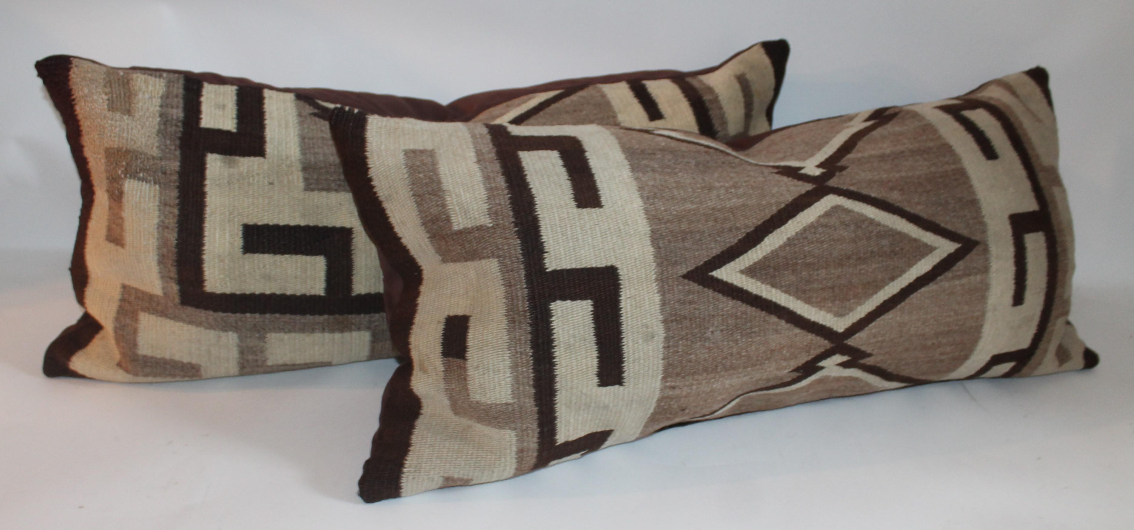 American Navajo Indian Weaving Geometric Bolster Pillow For Sale