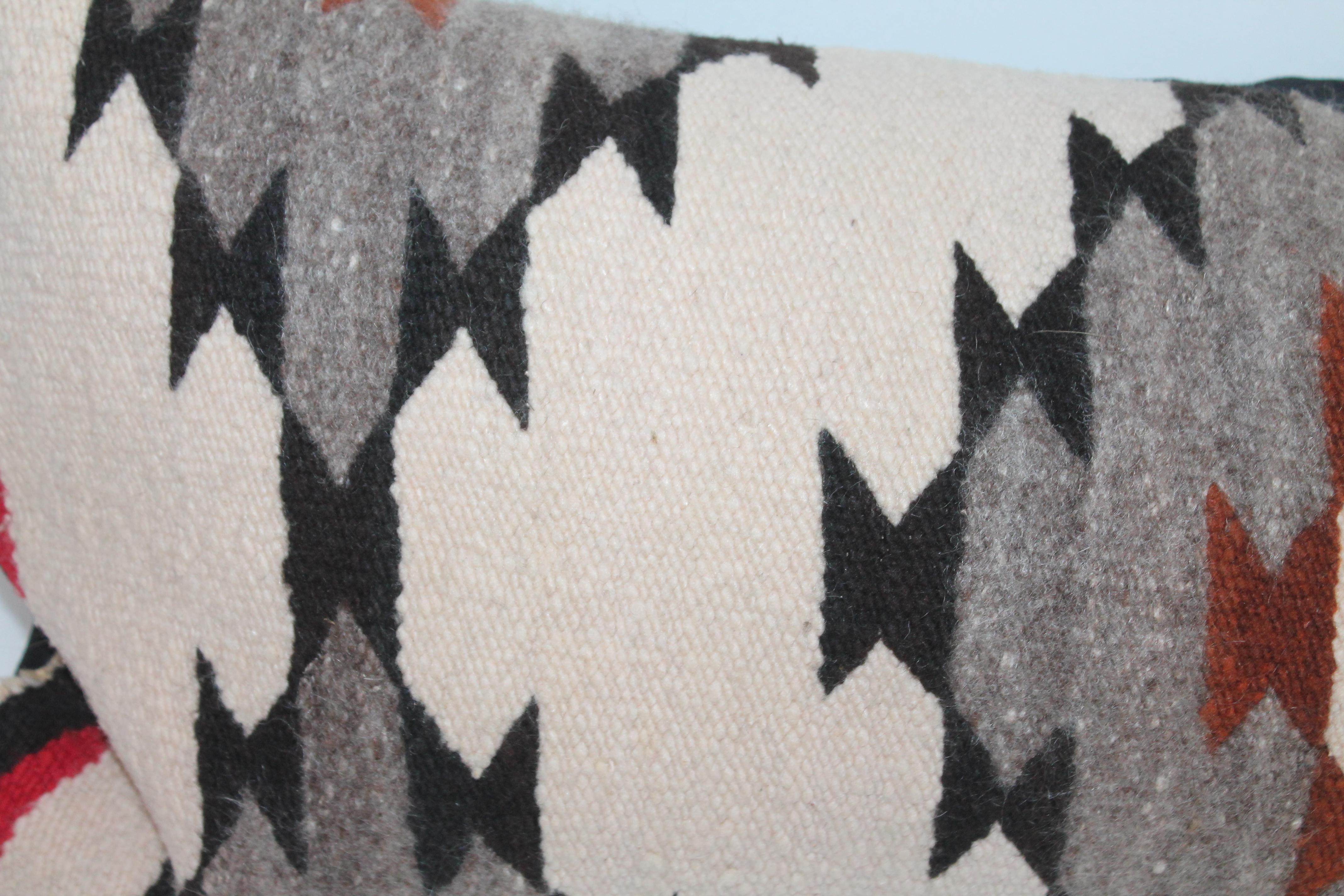 Hand-Woven Navajo Indian Weaving Geometric Bolster Pillow