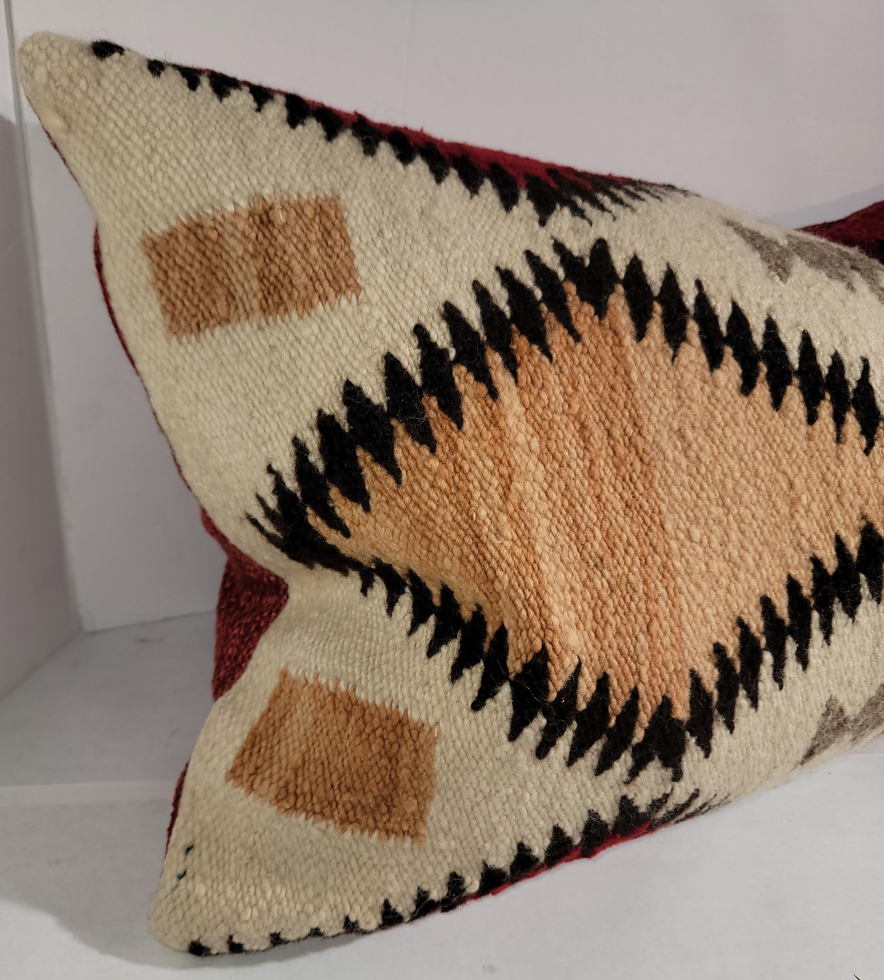 Navajo Indian Weaving Geometric Bolster Pillow In Good Condition For Sale In Los Angeles, CA