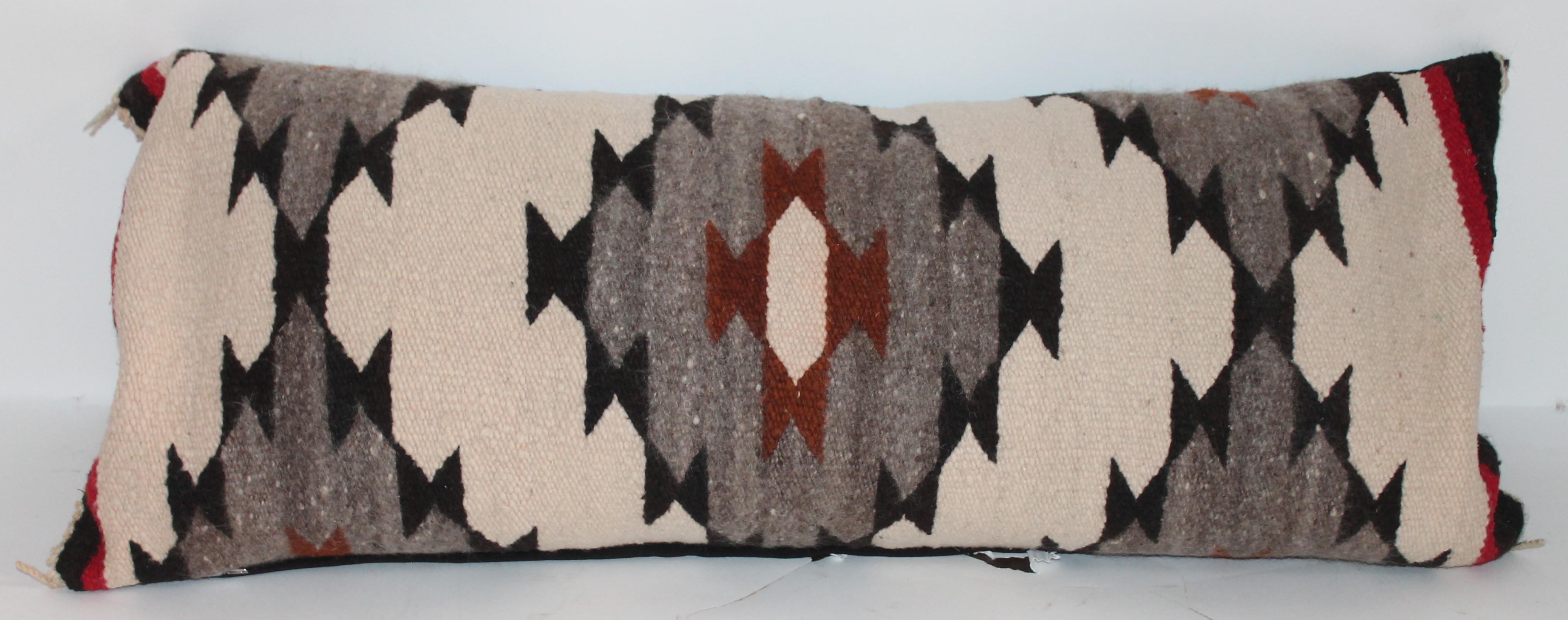 Navajo Indian Weaving Geometric Bolster Pillow In Excellent Condition In Los Angeles, CA