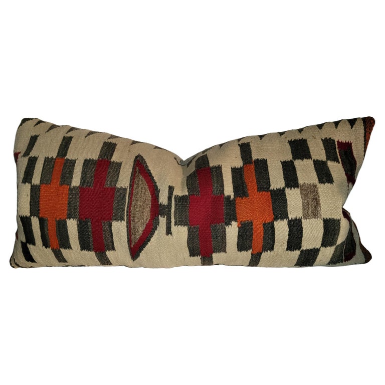 Navajo Indian Weaving Geometric Bolster Pillow For Sale at 1stDibs