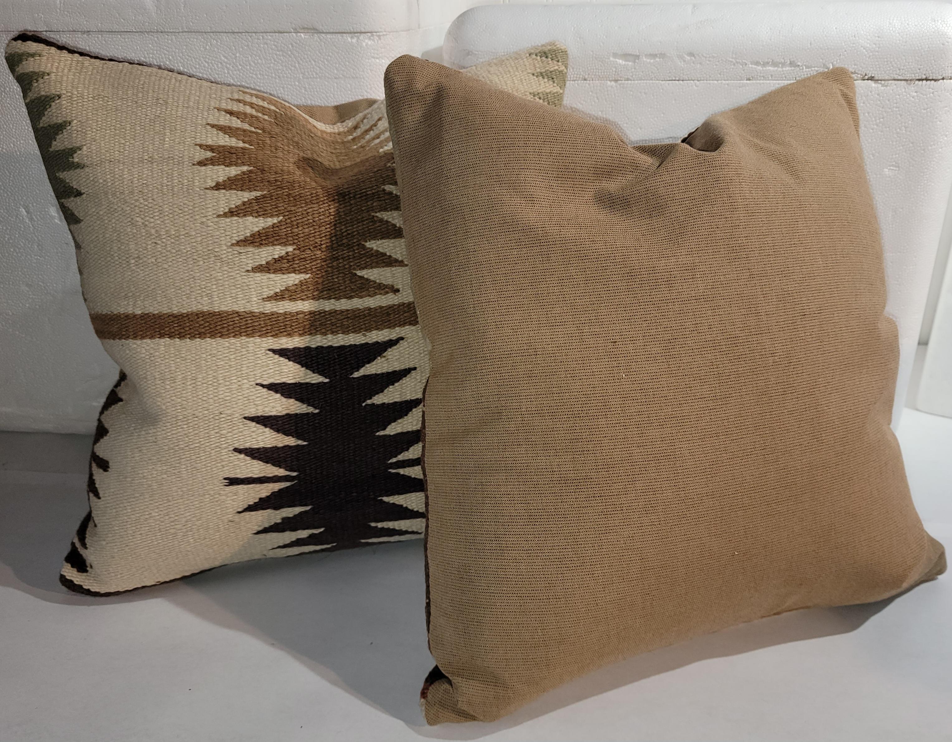 Adirondack Navajo  Indian Weaving Geometric Pillows-Pair For Sale