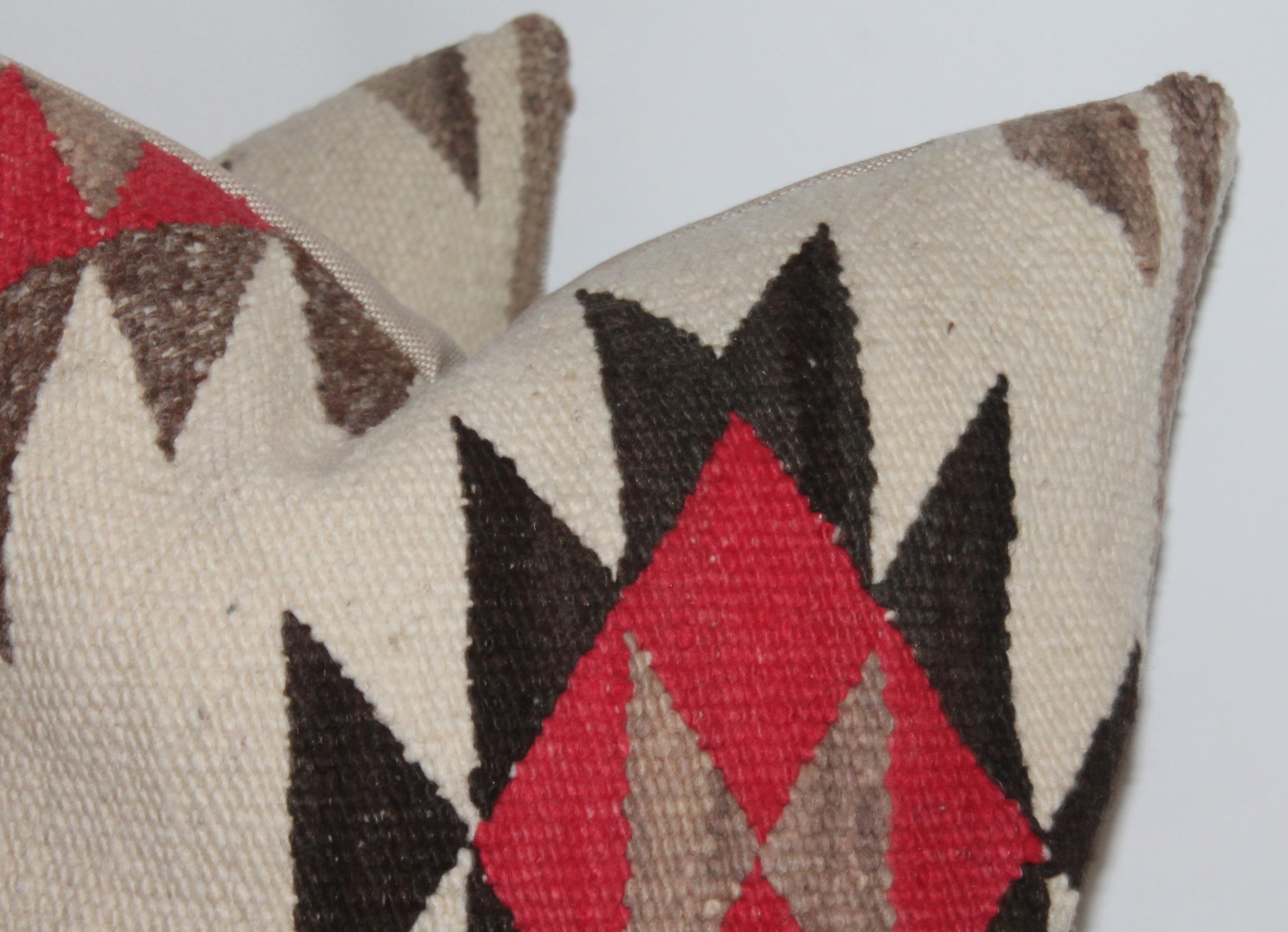 American Navajo Indian Weaving Geometric Pillows, Pair
