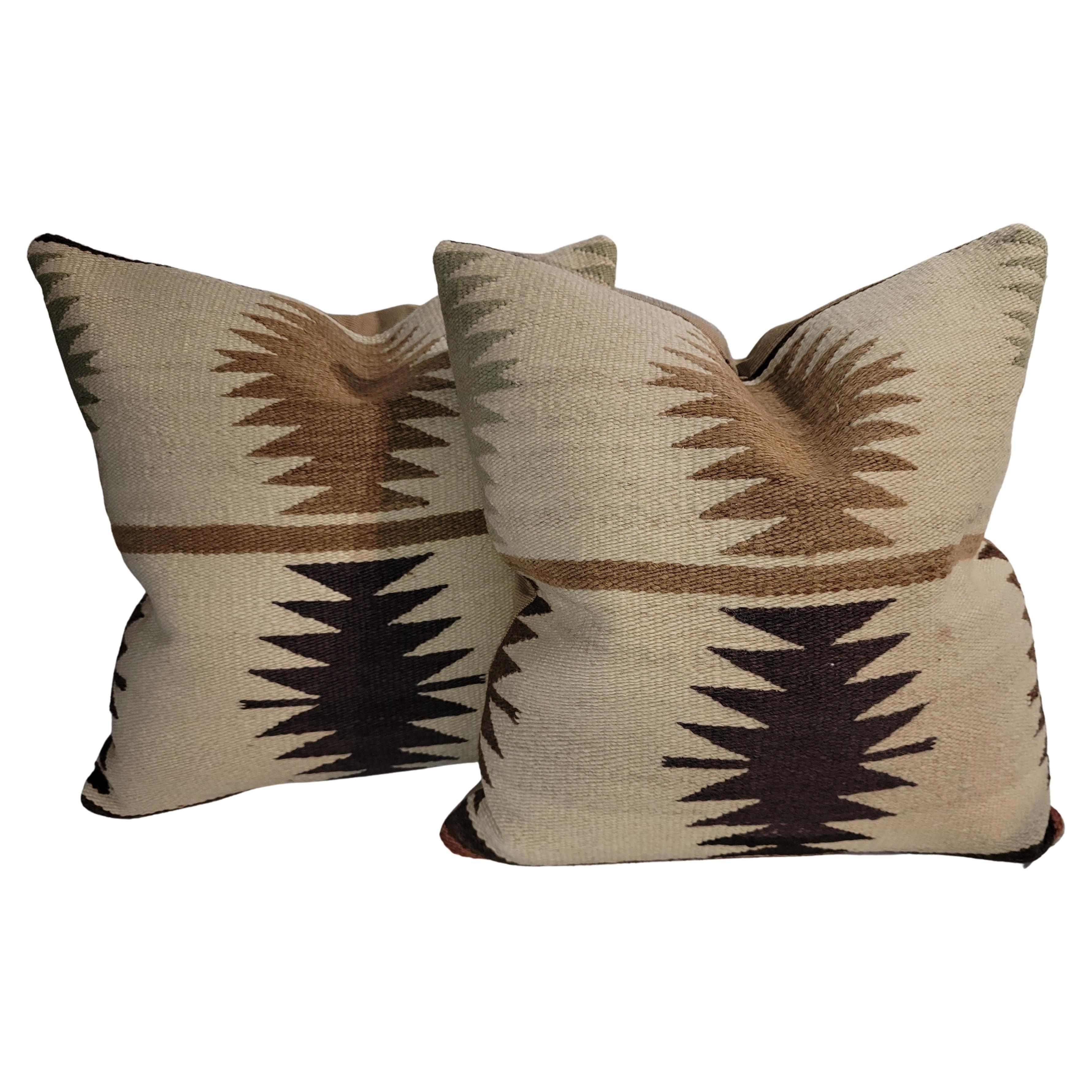 Navajo  Indian Weaving Geometric Pillows-Pair For Sale