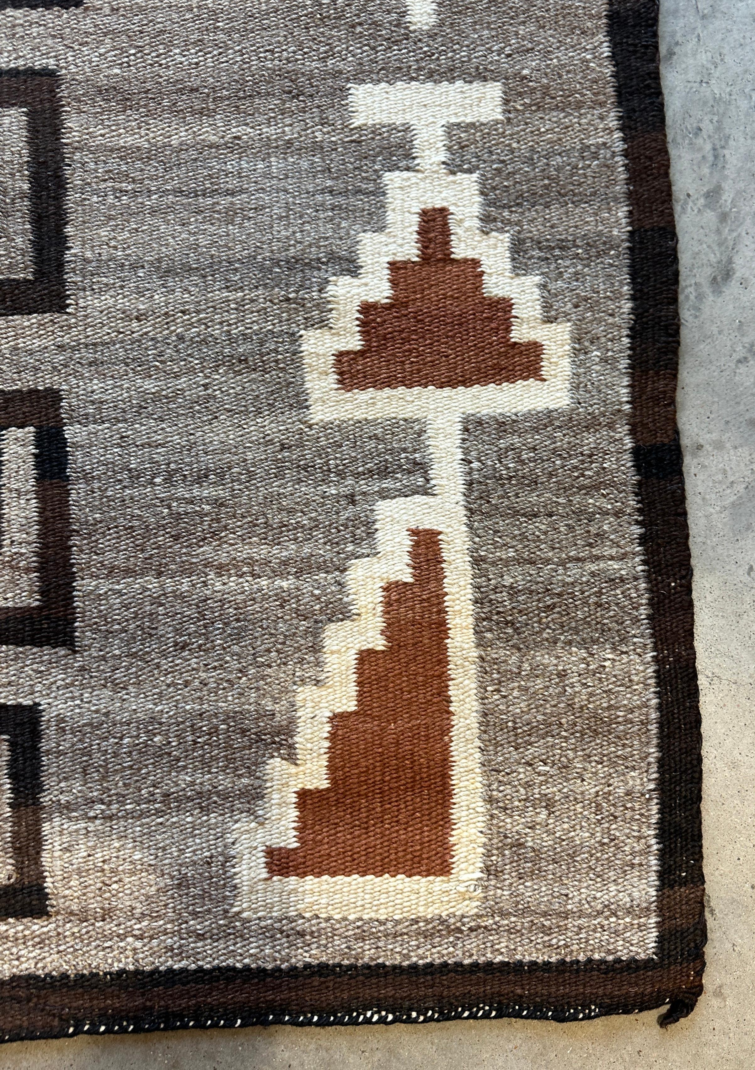 Hand-Woven Navajo Indian Weaving in a Storm Pattern For Sale
