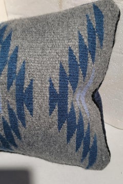 Navajo Indian Weaving in Blue Colors Pillow