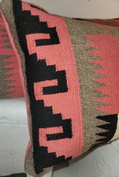 Navajo  Indian Weaving in Mauve & Grey Bolster Pillows -Pr.