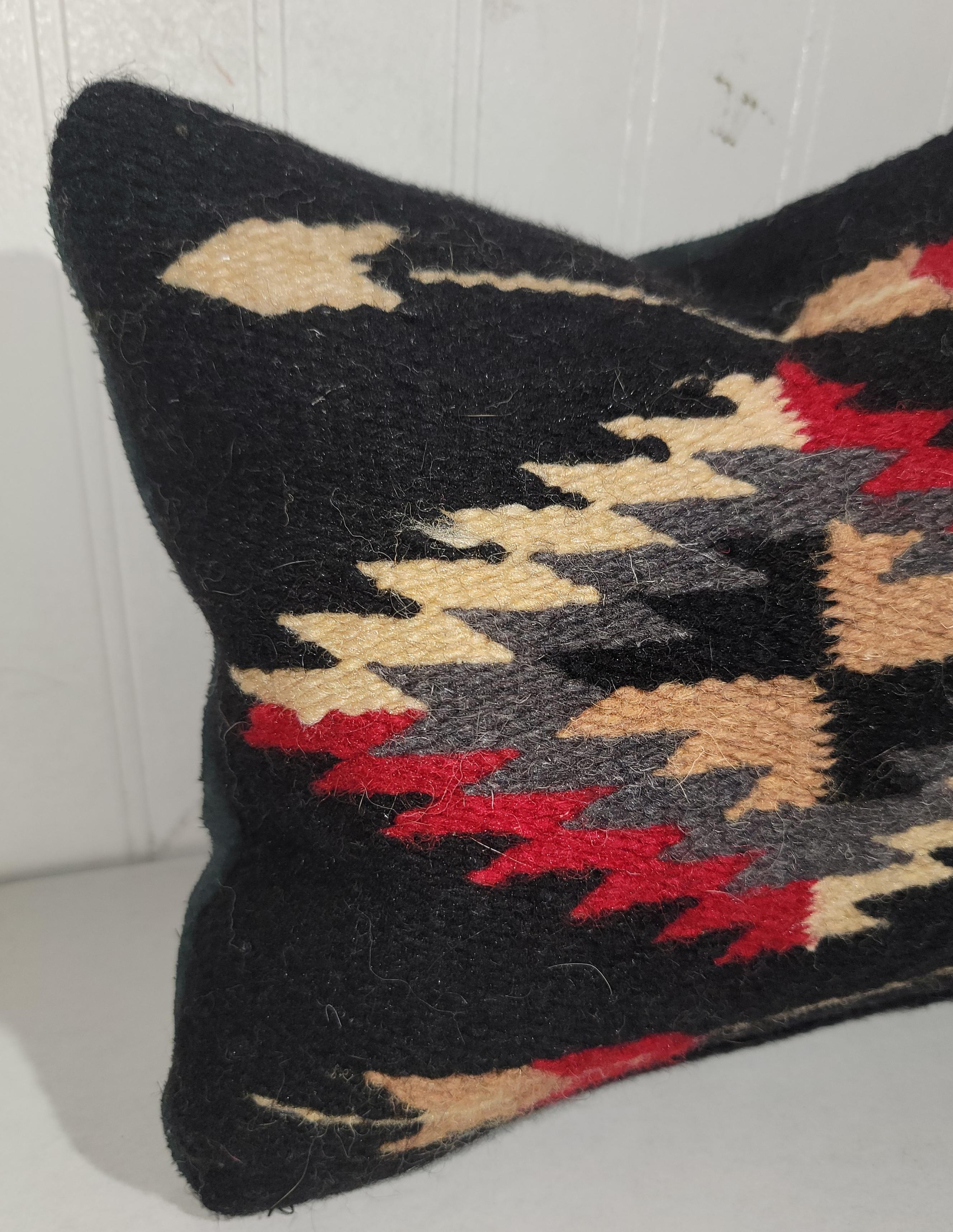 Adirondack Oreiller Navajo Indian Weaving W/ Suede Backing en vente