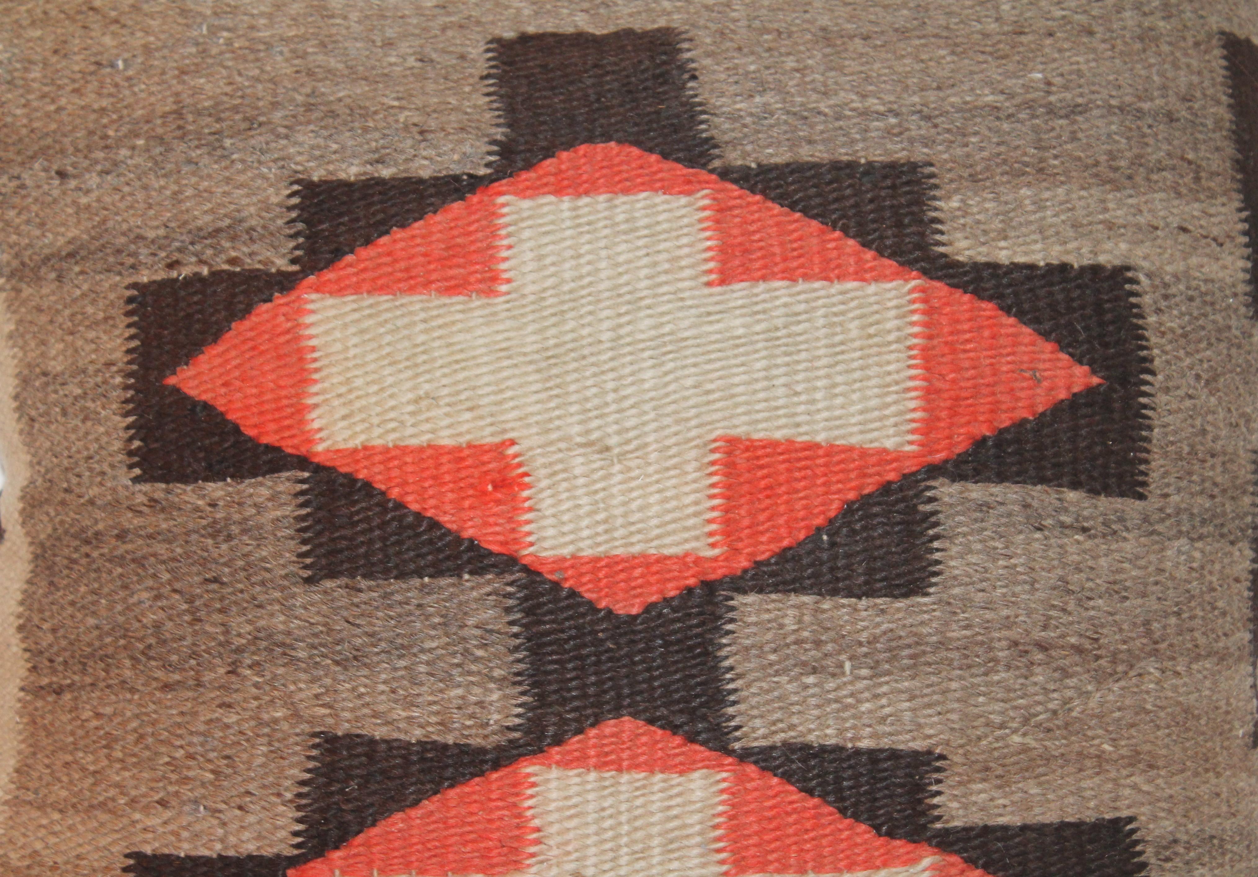 American Navajo Indian Weaving Pillow with Leather Back
