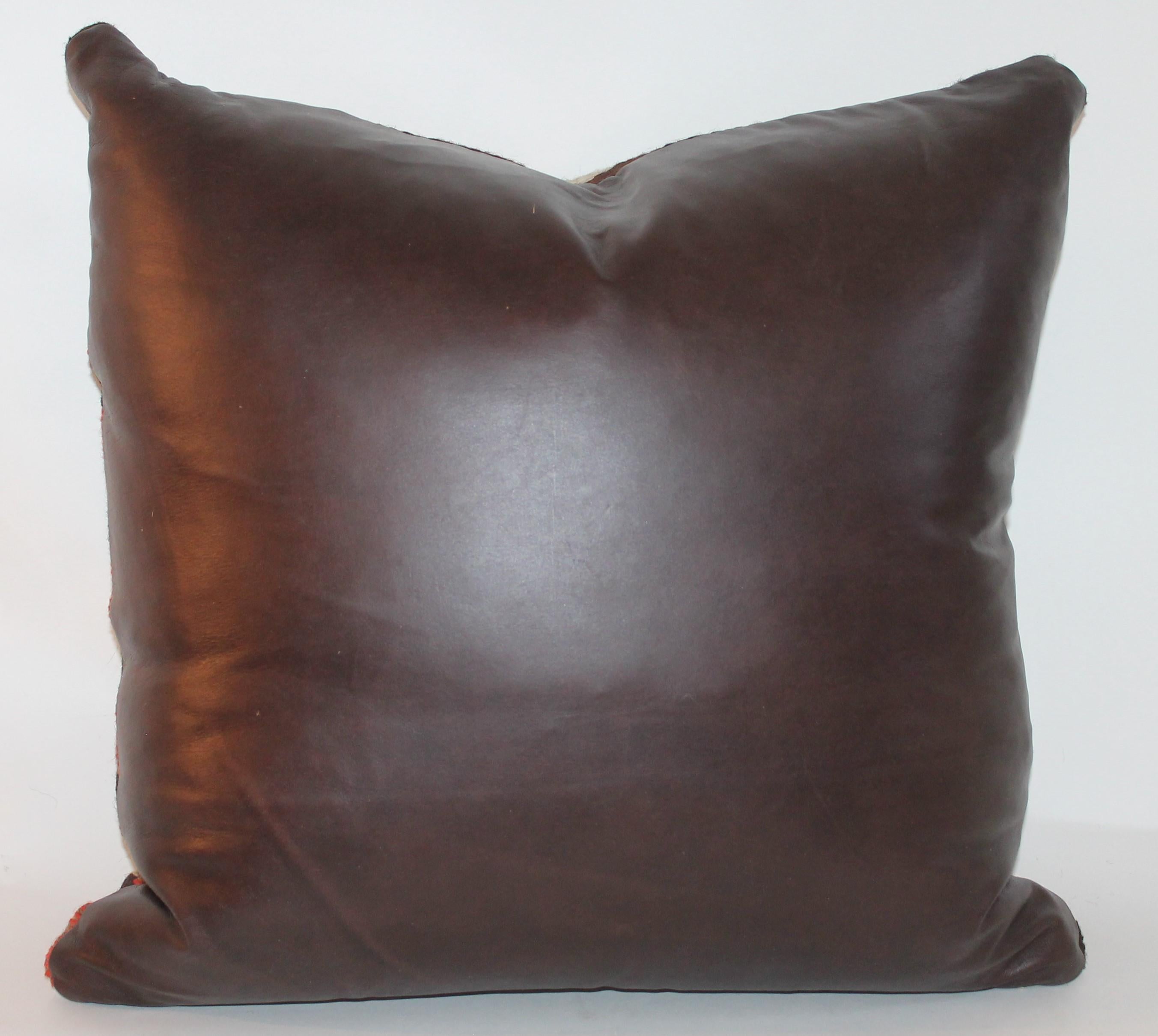 19th Century Navajo Indian Weaving Pillow with Leather Back
