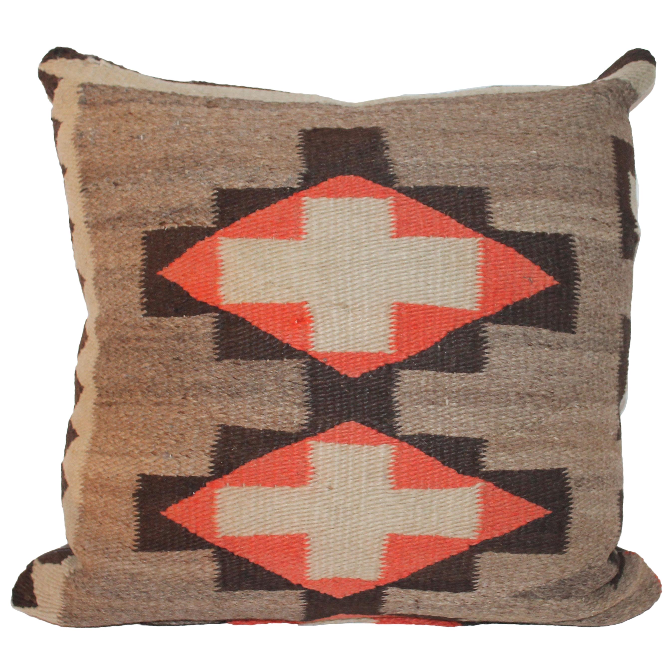 Navajo Indian Weaving Pillow with Leather Back