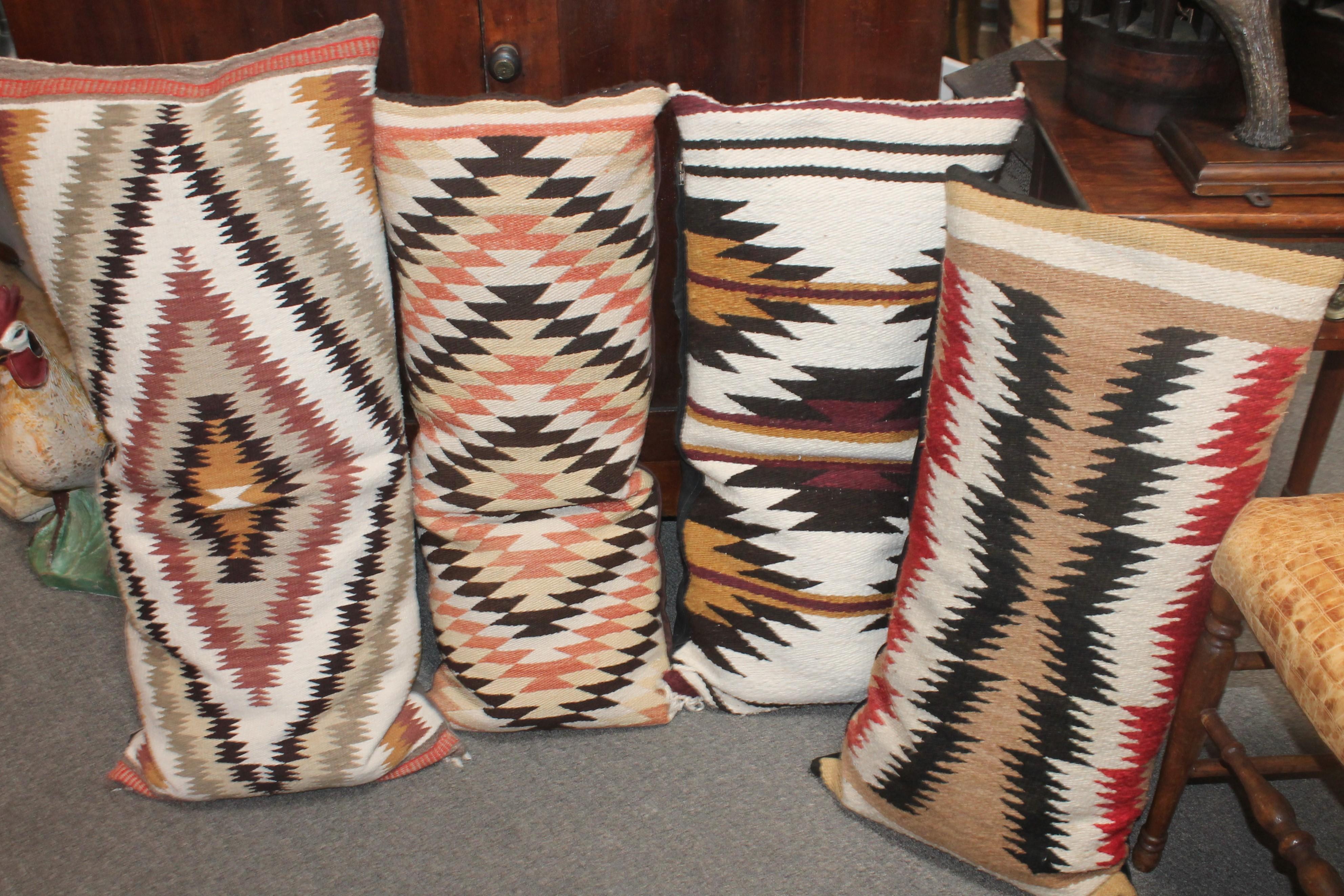 Assortment of handmade Navajo pillows sold individually. Handmade Navajo wool pillows with linen backing.
Pillows are different sizes and colors let us know which of the pillows would be of interest.