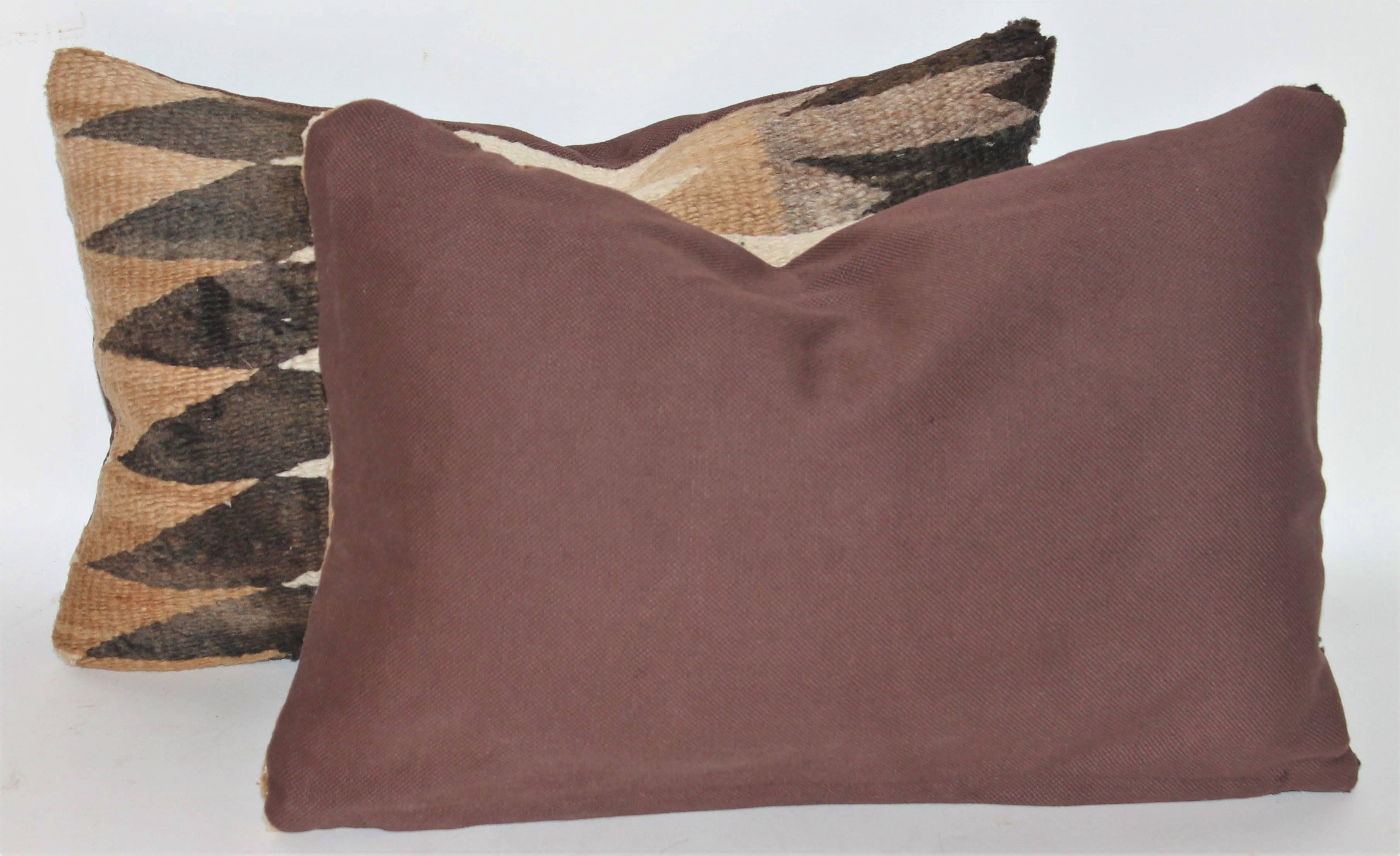 Hand-Woven Navajo Indian Weaving Pillows, Pair