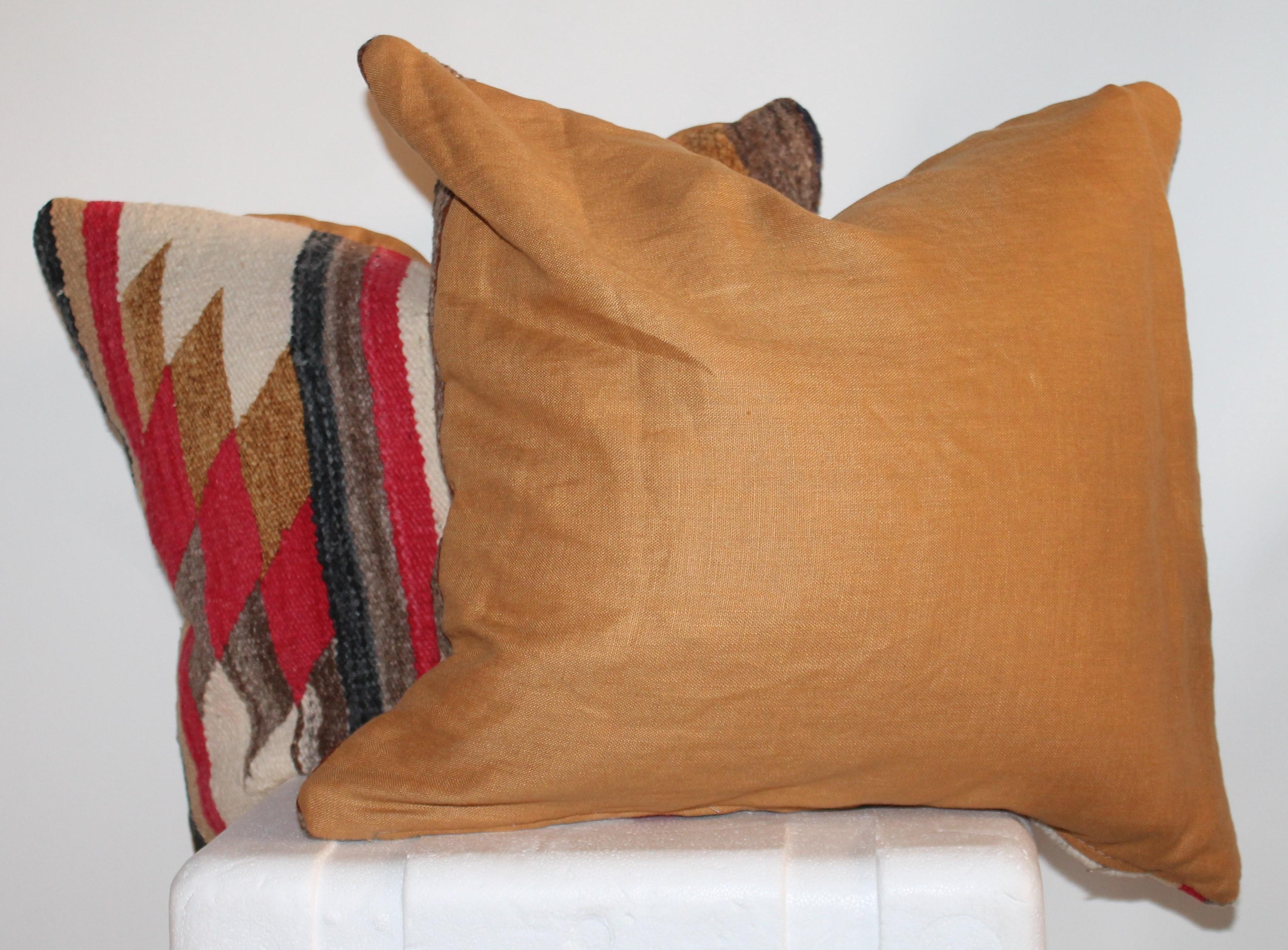 Hand-Woven Navajo Indian Weaving Pillows, Pair