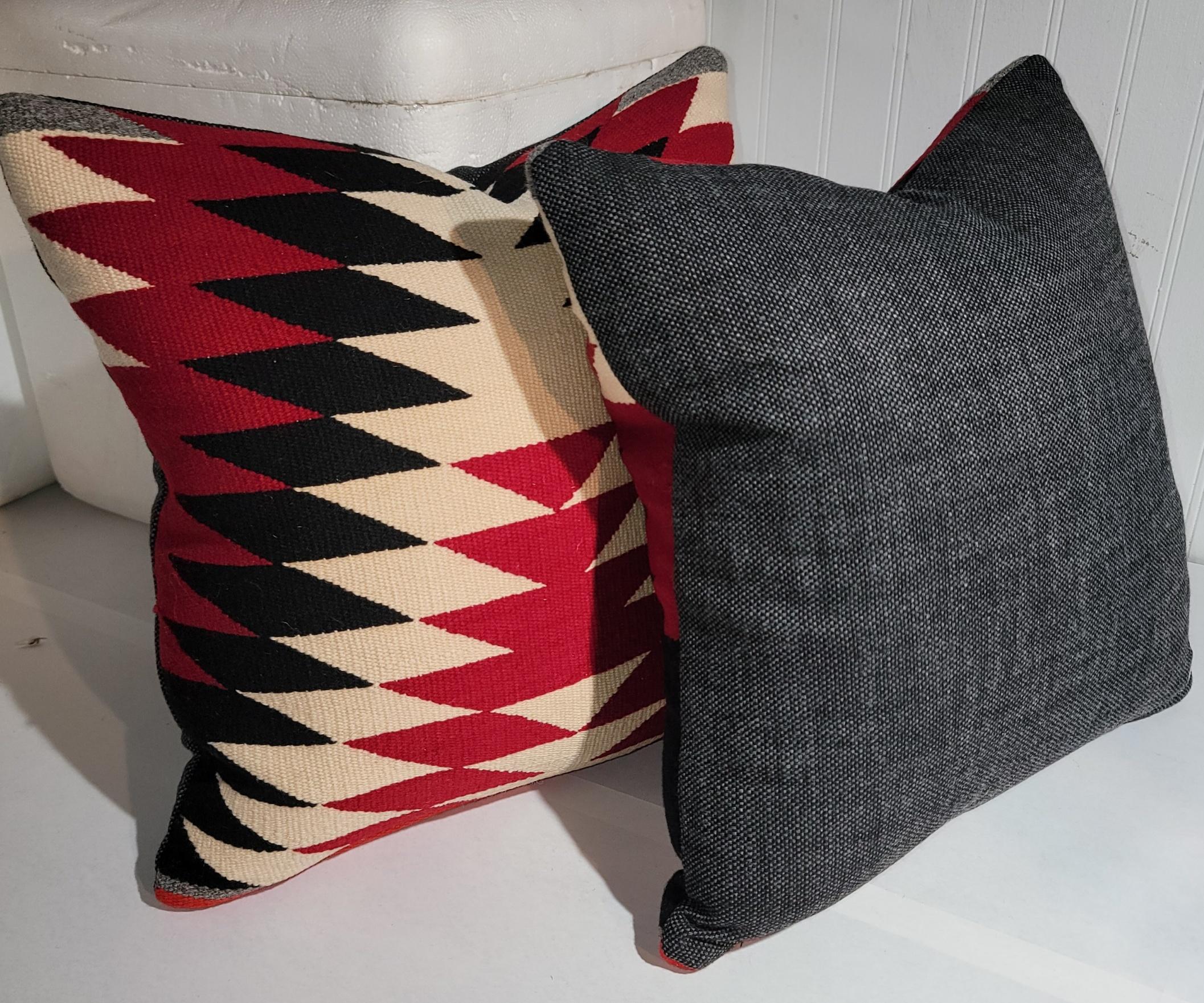 Hand-Woven Navajo Indian Weaving Pillows -Pair For Sale