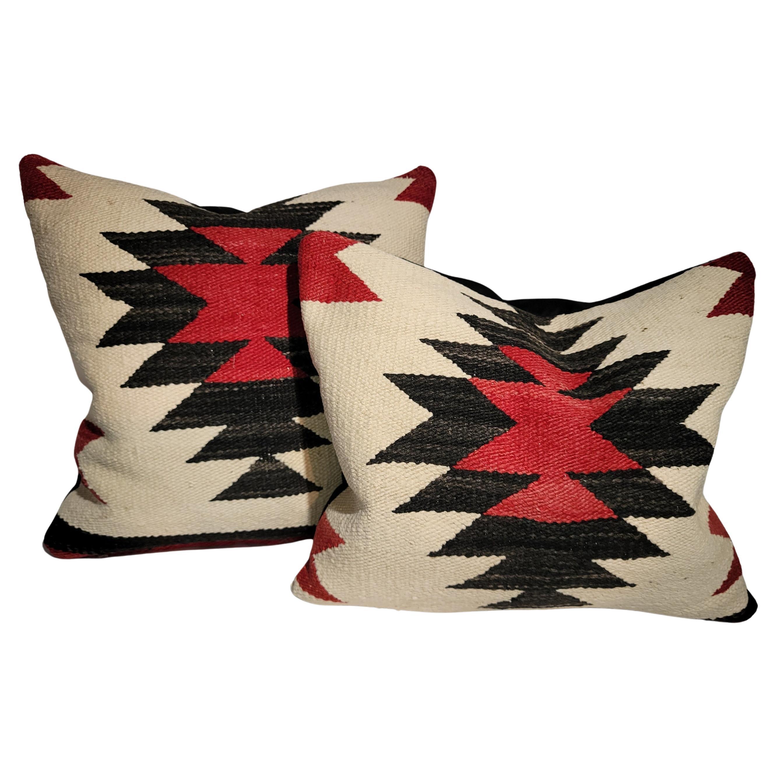 Navajo Indian Weaving Pillows-Pair For Sale
