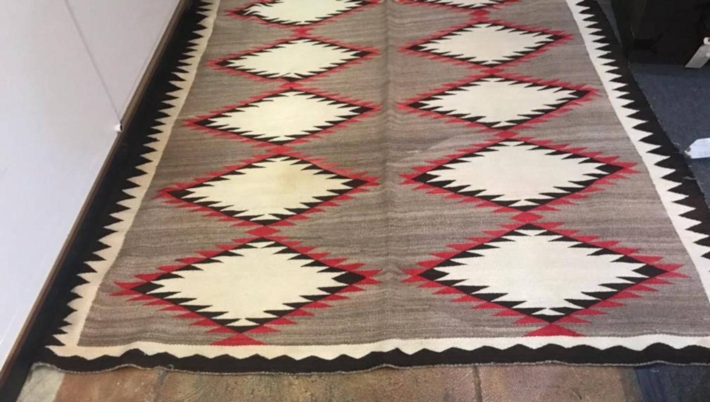 American Navajo Indian Weaving Runner or Room Size Rug, Monumental