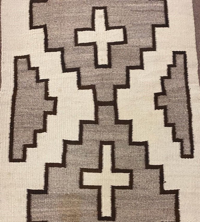 Navajo Indian Weaving Runner Rug with Crosses at 1stDibs