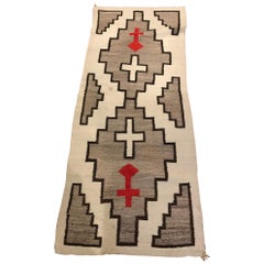 Navajo Indian Weaving Runner Rug with Crosses