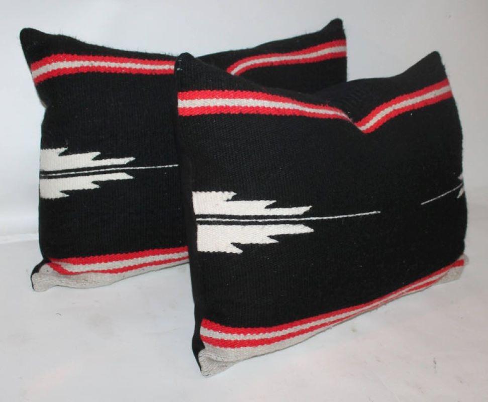 These black and white Indian weaving pillows are in great condition and sold as a pair. The backs are in black cotton linen.