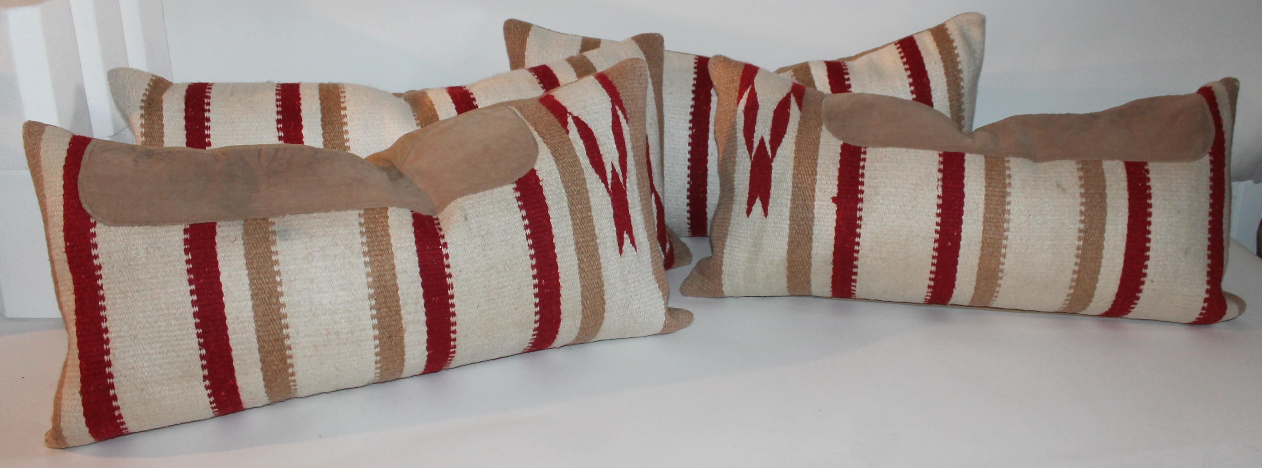 Adirondack Navajo Indian Weaving / Saddle Blanket Pillows, Pair For Sale