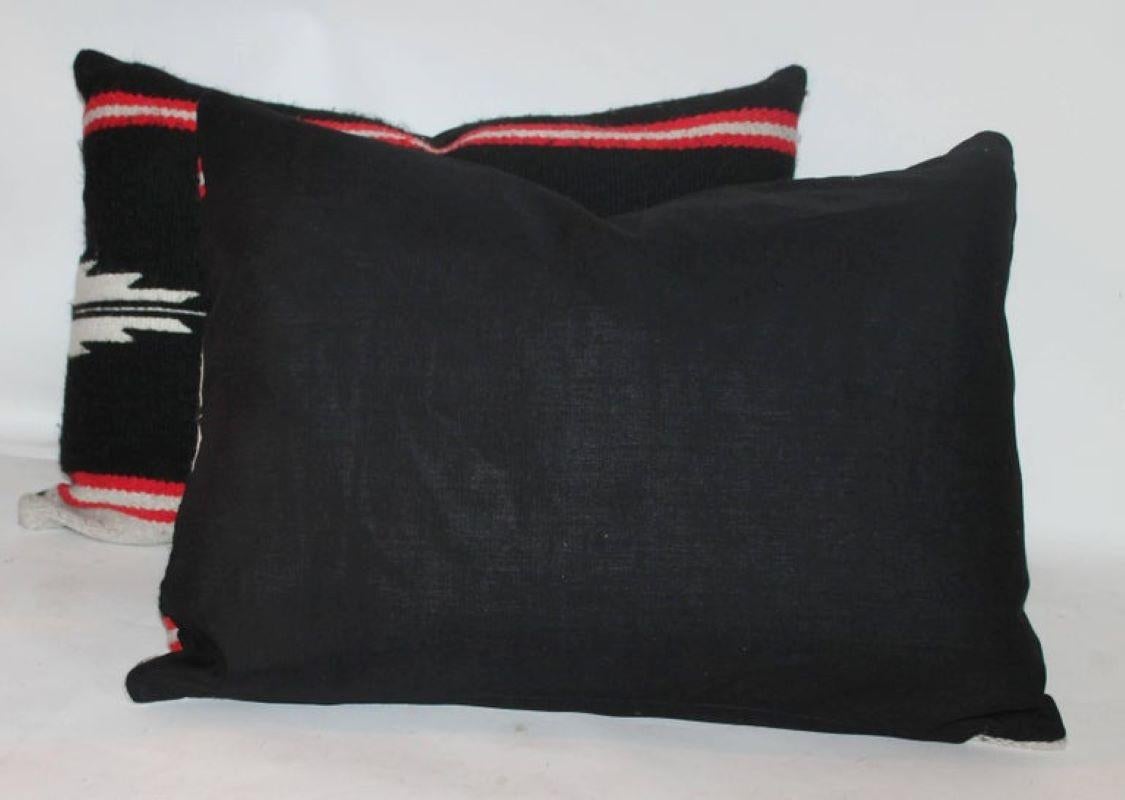 Adirondack Navajo Indian Weaving Saddle Blanket Pillows, Pair For Sale