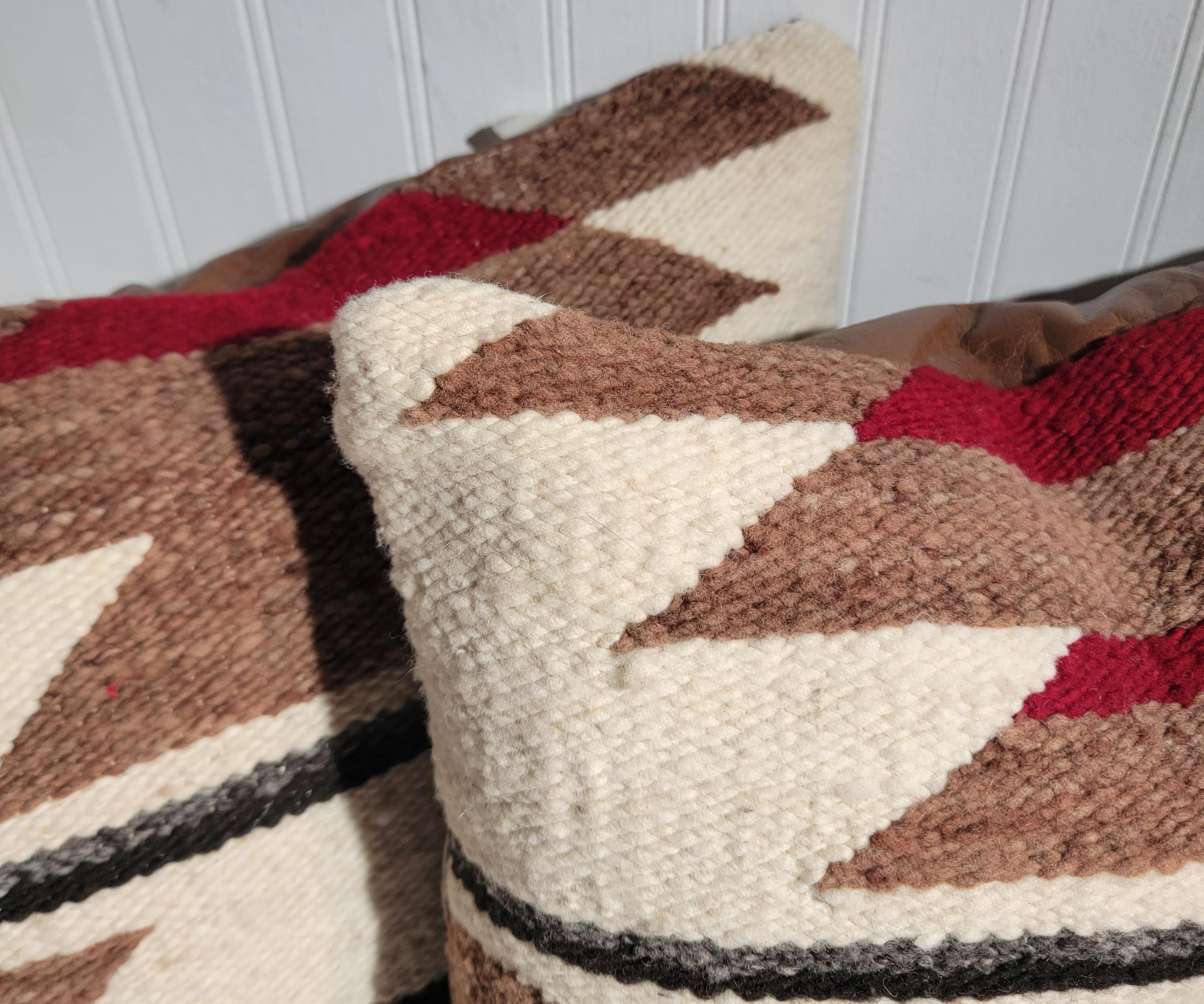 Adirondack Navajo Indian Weaving / Saddle Blanket Pillows-Pair For Sale