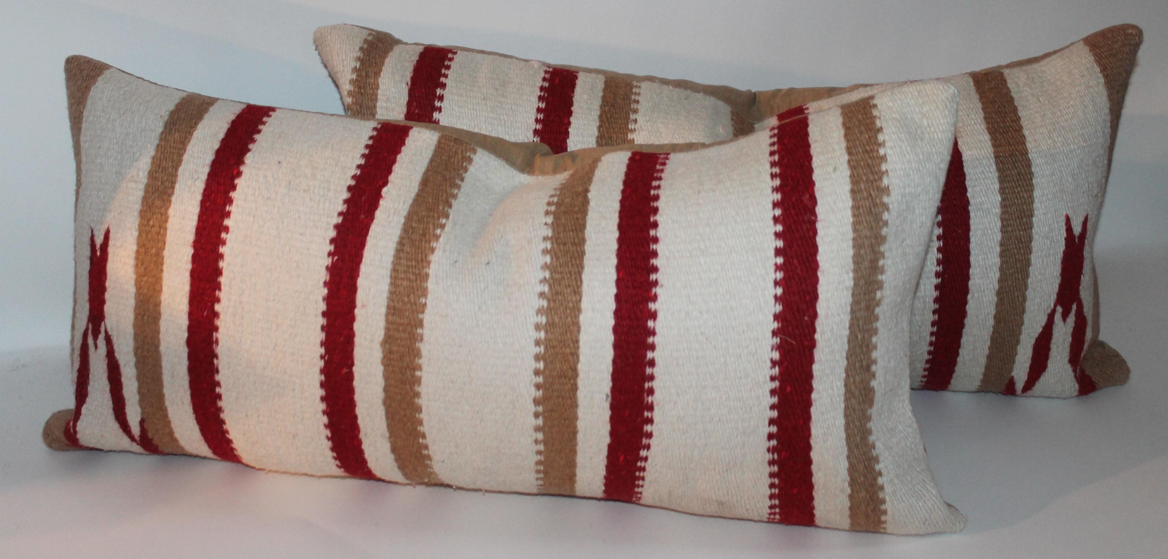 Hand-Crafted Navajo Indian Weaving / Saddle Blanket Pillows, Pair For Sale