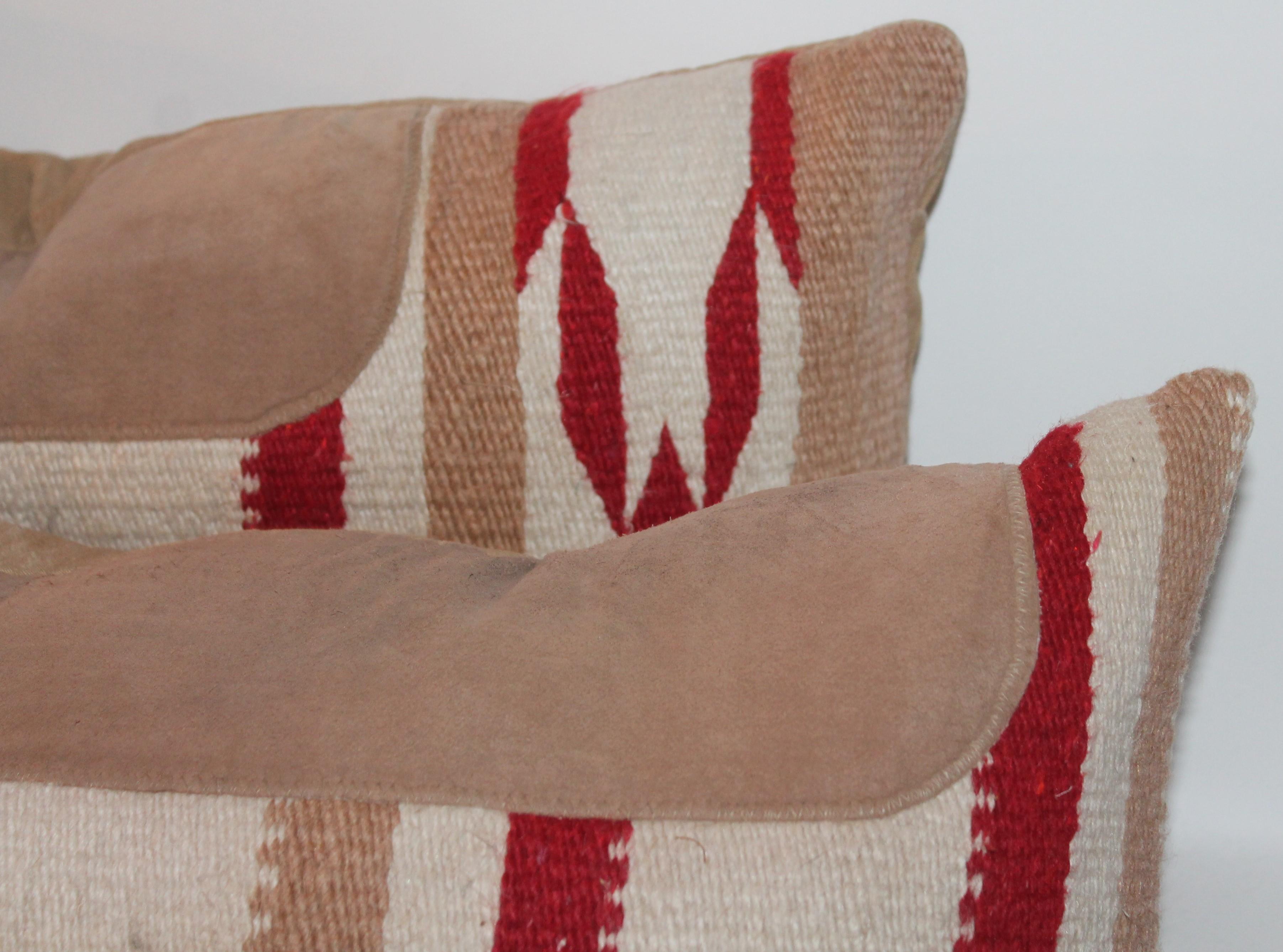 Navajo Indian Weaving Saddle Blanket Pillows, Pair In Excellent Condition For Sale In Los Angeles, CA