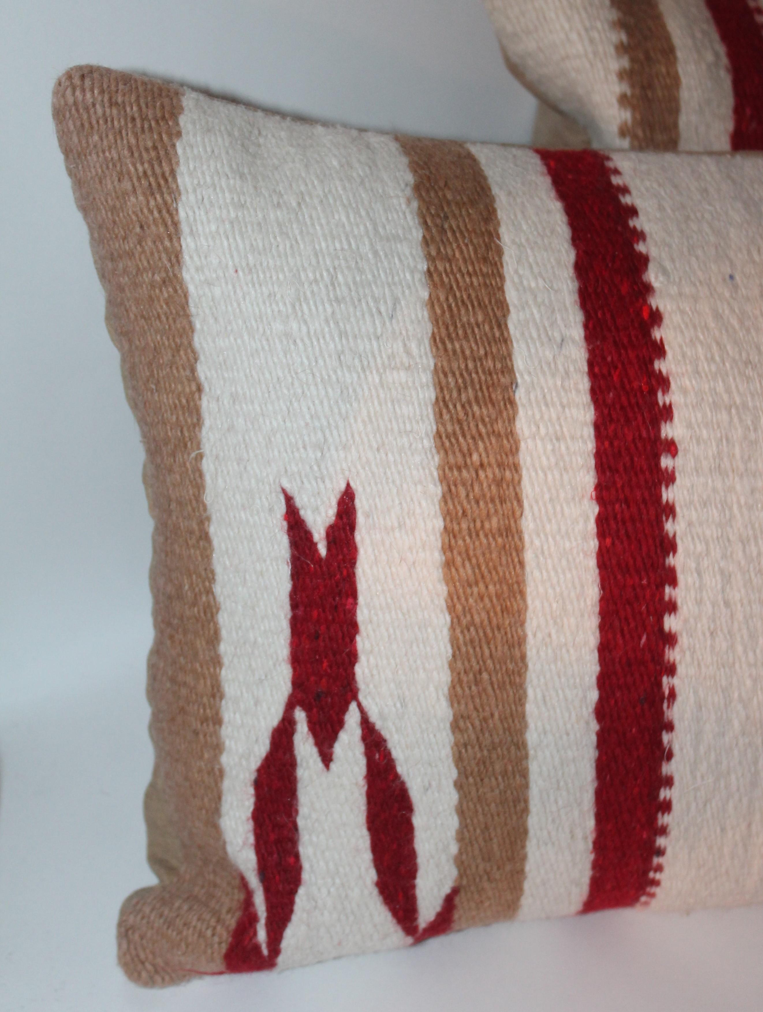 20th Century Navajo Indian Weaving / Saddle Blanket Pillows, Pair For Sale