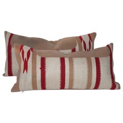 Retro Navajo Indian Weaving Saddle Blanket Pillows, Pair