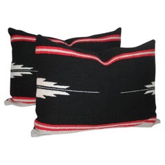 Used Navajo Indian Weaving Saddle Blanket Pillows, Pair