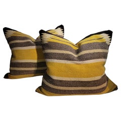 Navajo Indian Weaving Saddle Blanket Pillows, Pair