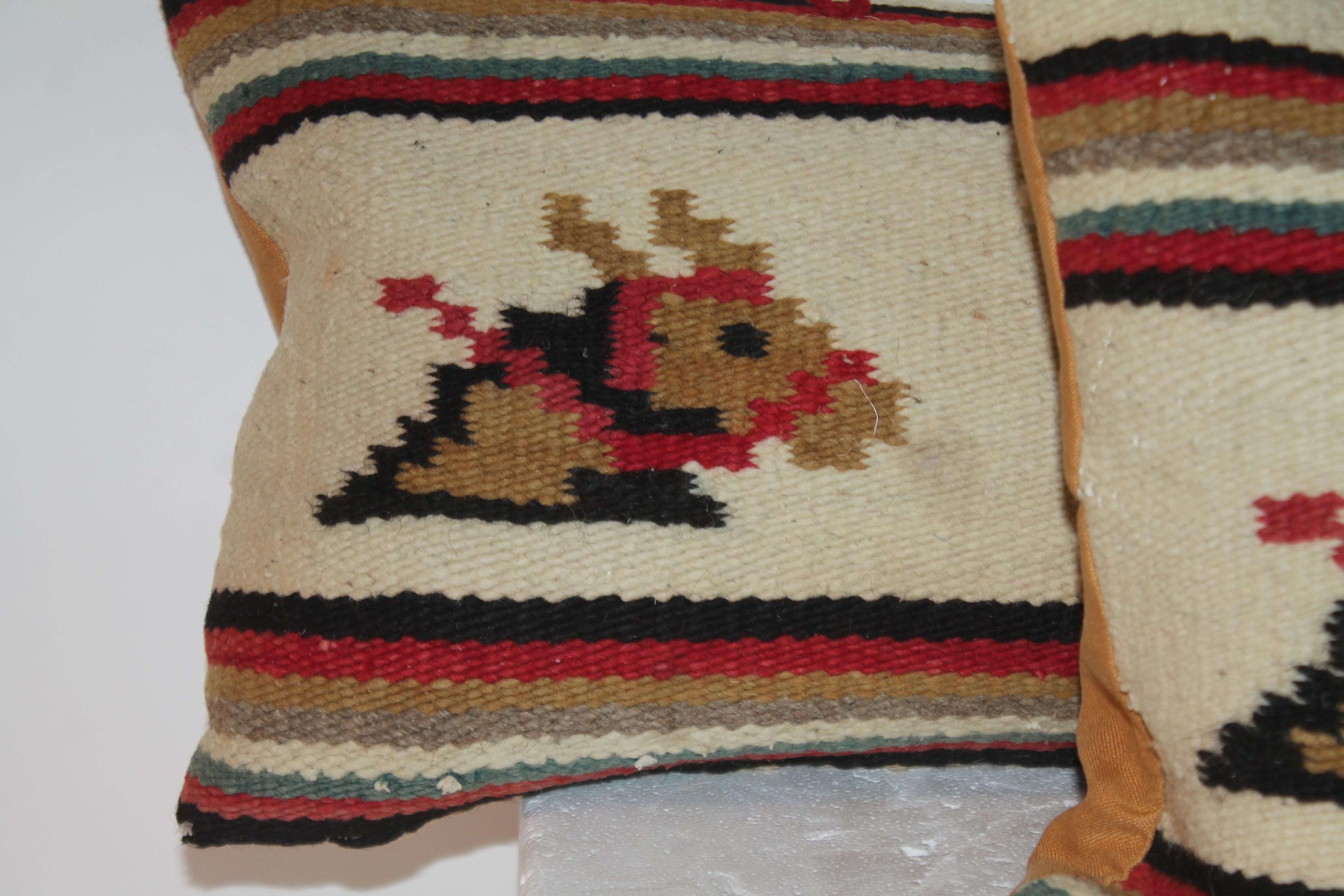 Hand-Crafted Navajo Indian Weaving with Horses Pillows For Sale