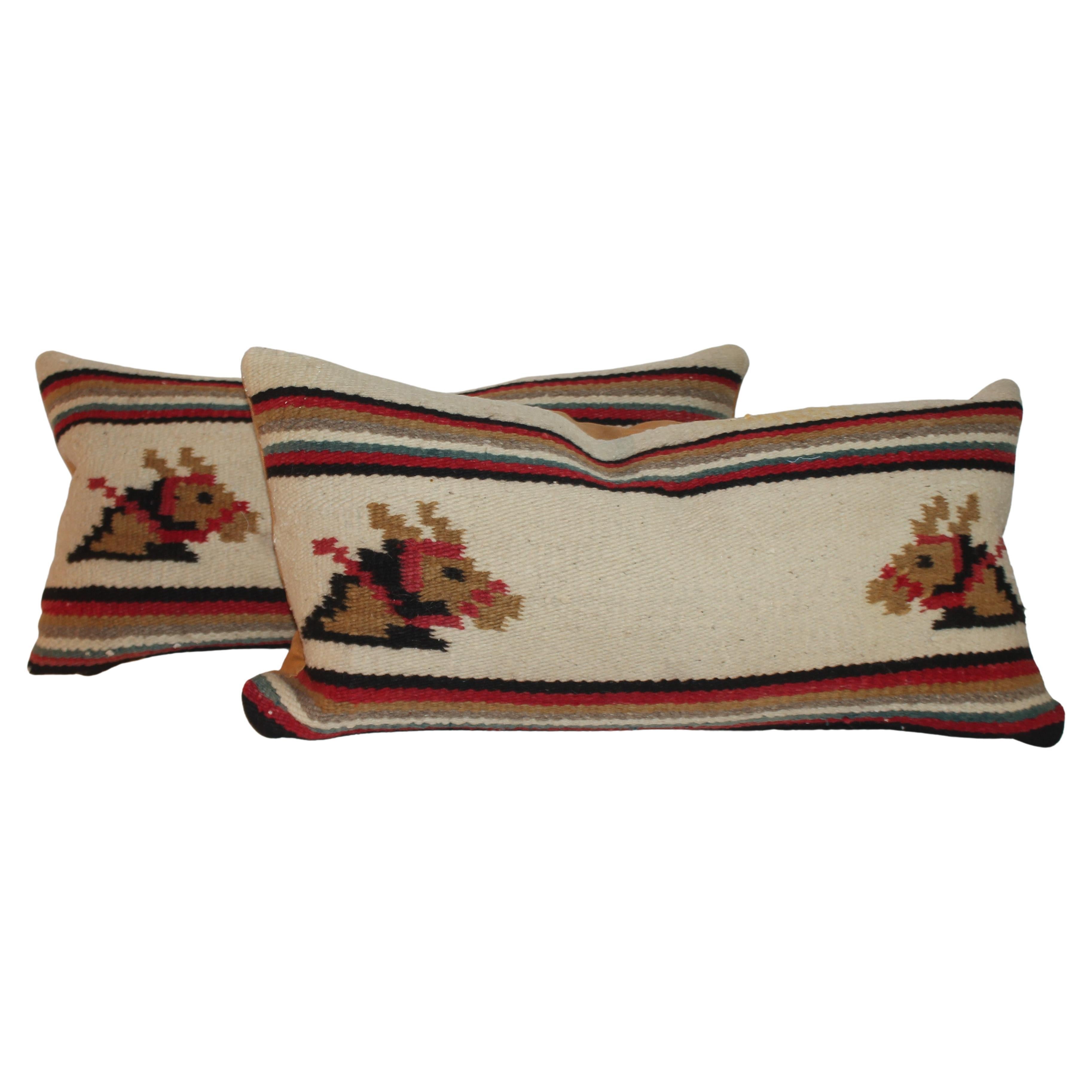 Navajo Indian Weaving with Horses Pillows For Sale