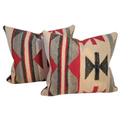 Antique Navajo Indian Weaving Wool pillows -Pair