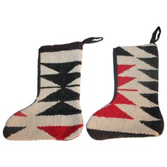 Navajo Indian Weaving Xmas Stockings, Pair