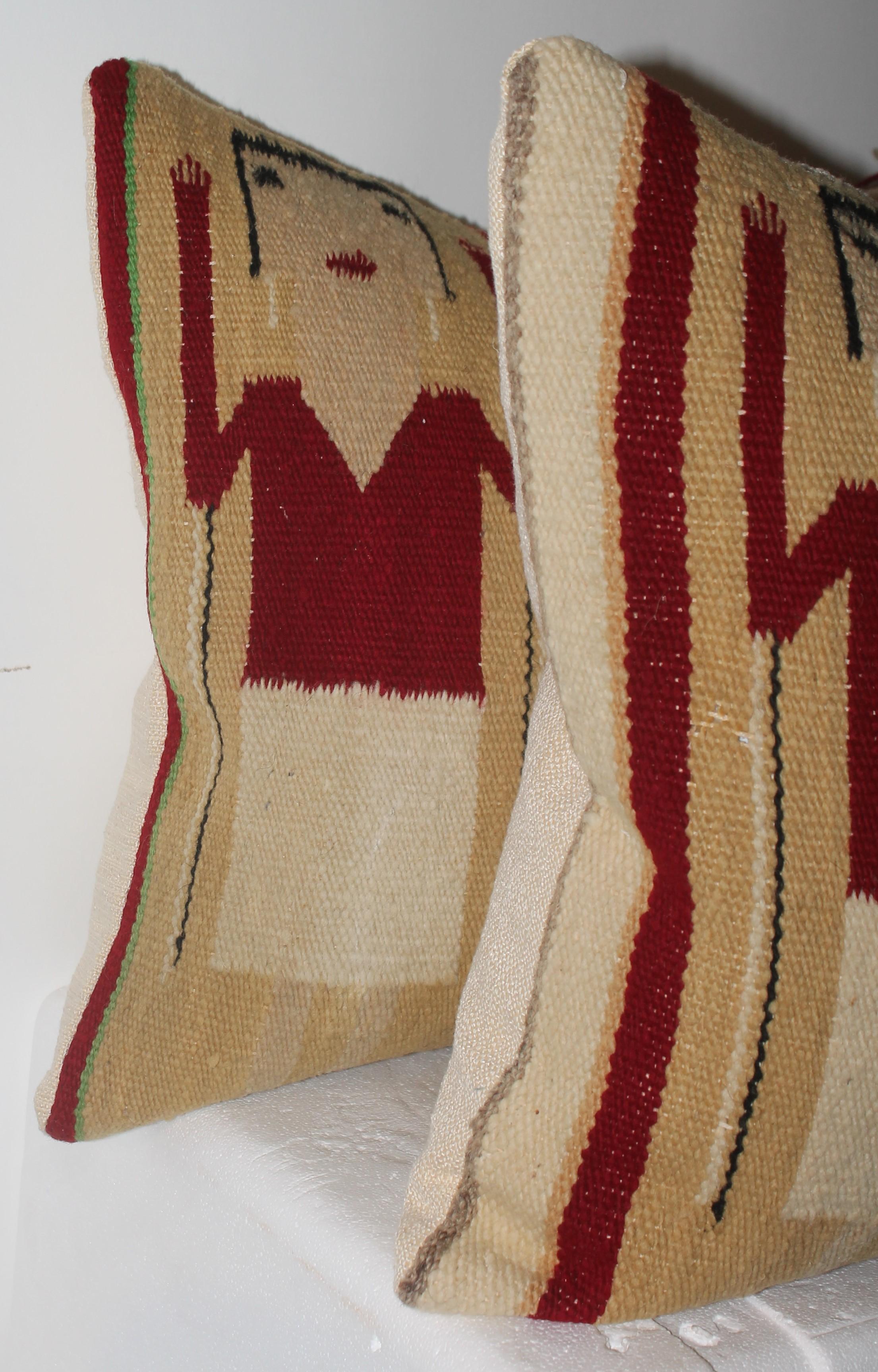 Navajo Indian Weaving Yei Pillows, Pair In Good Condition In Los Angeles, CA