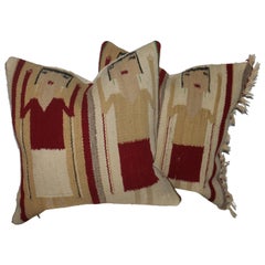 Navajo Indian Weaving Yei Pillows, Pair