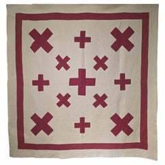 Navajo-Inspired Quilt, Handcrafted Cotton Folk Art, Circa 1880s