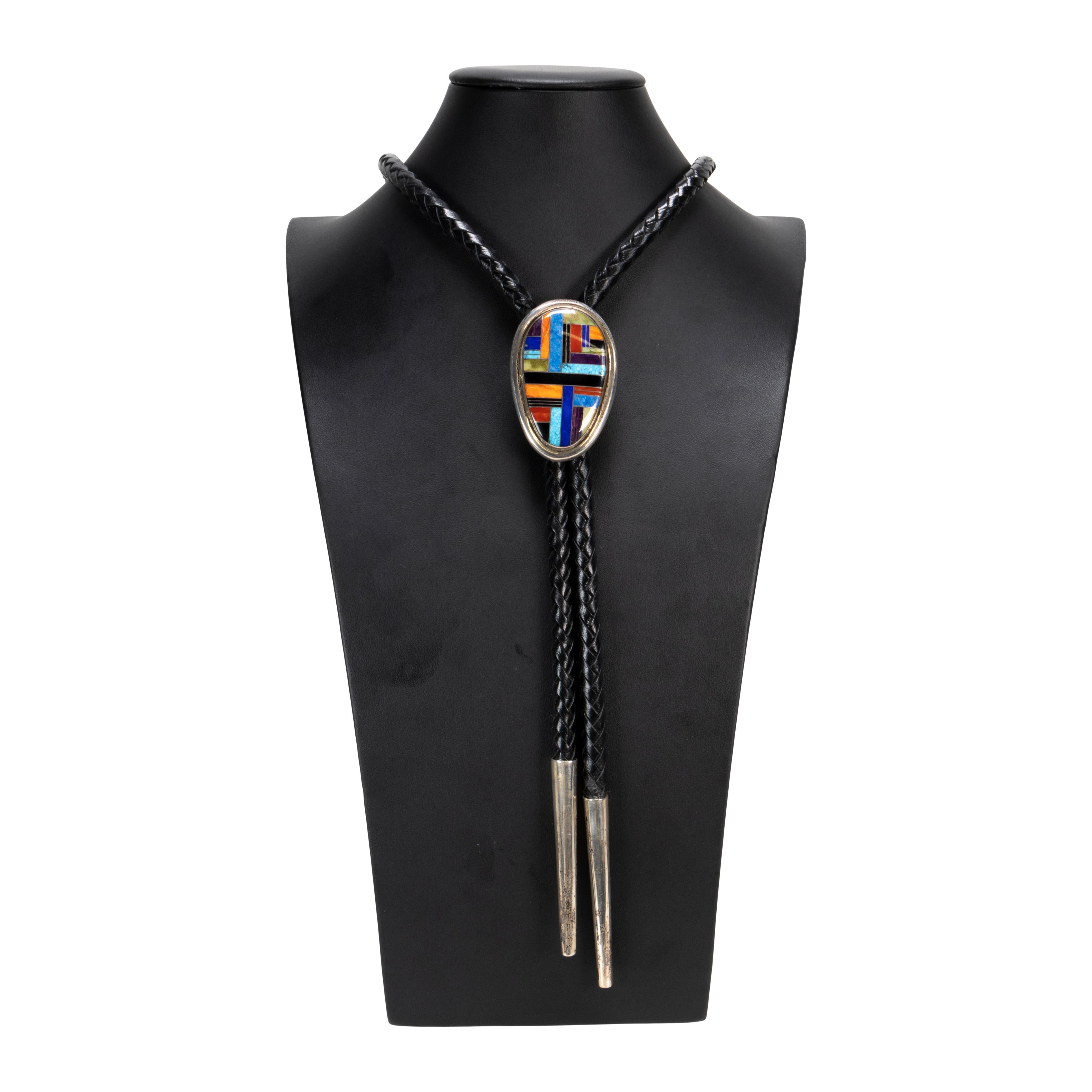 Navajo Bolo mit Intarsien (Indigene Kunst (Nord-/Südamerika)) im Angebot