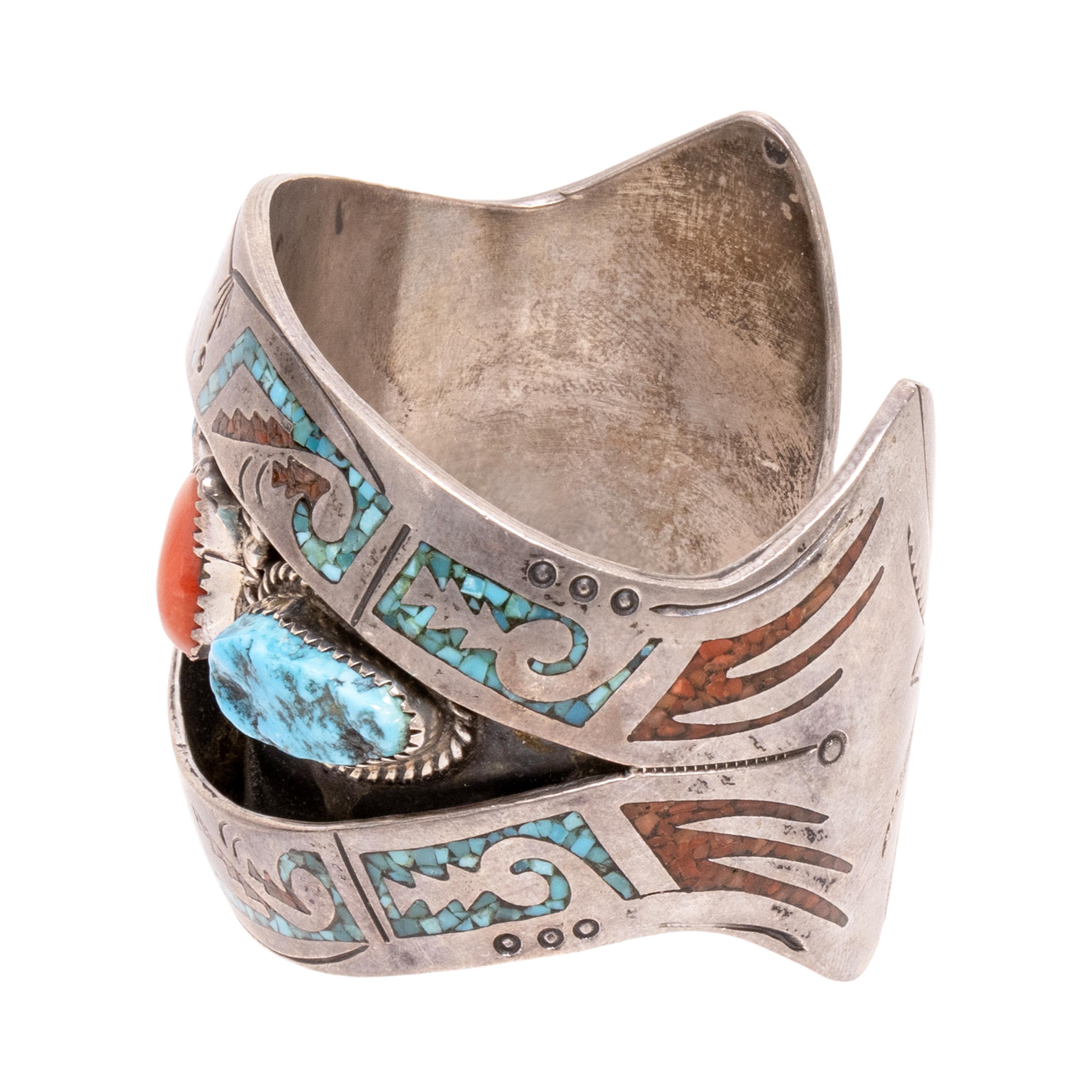 Pulsera brazalete con incrustaciones navajo nativo estadounidense en venta