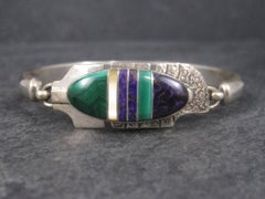 Navajo Sterling Silver Inlaid Feather Bracelet by G Howe, 6 Inches