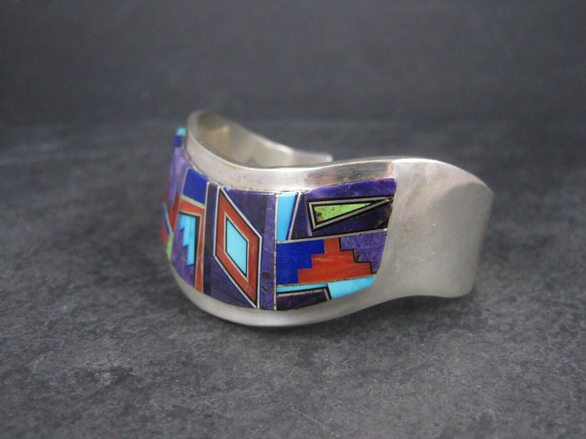 Navajo Inlay Cuff Bracelet Edward Becenti In Excellent Condition In Webster, SD
