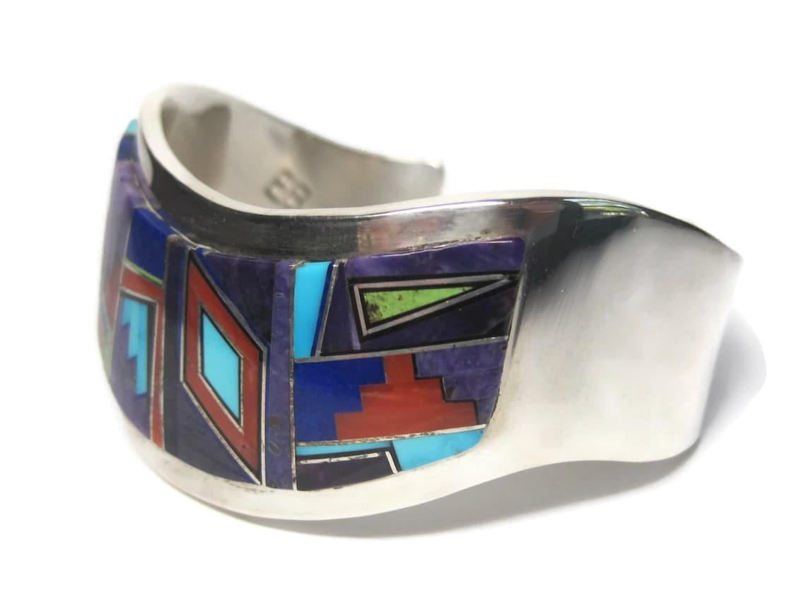 Women's Navajo Inlay Cuff Bracelet Edward Becenti
