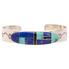 Bracciale in argento con intarsio Navajo