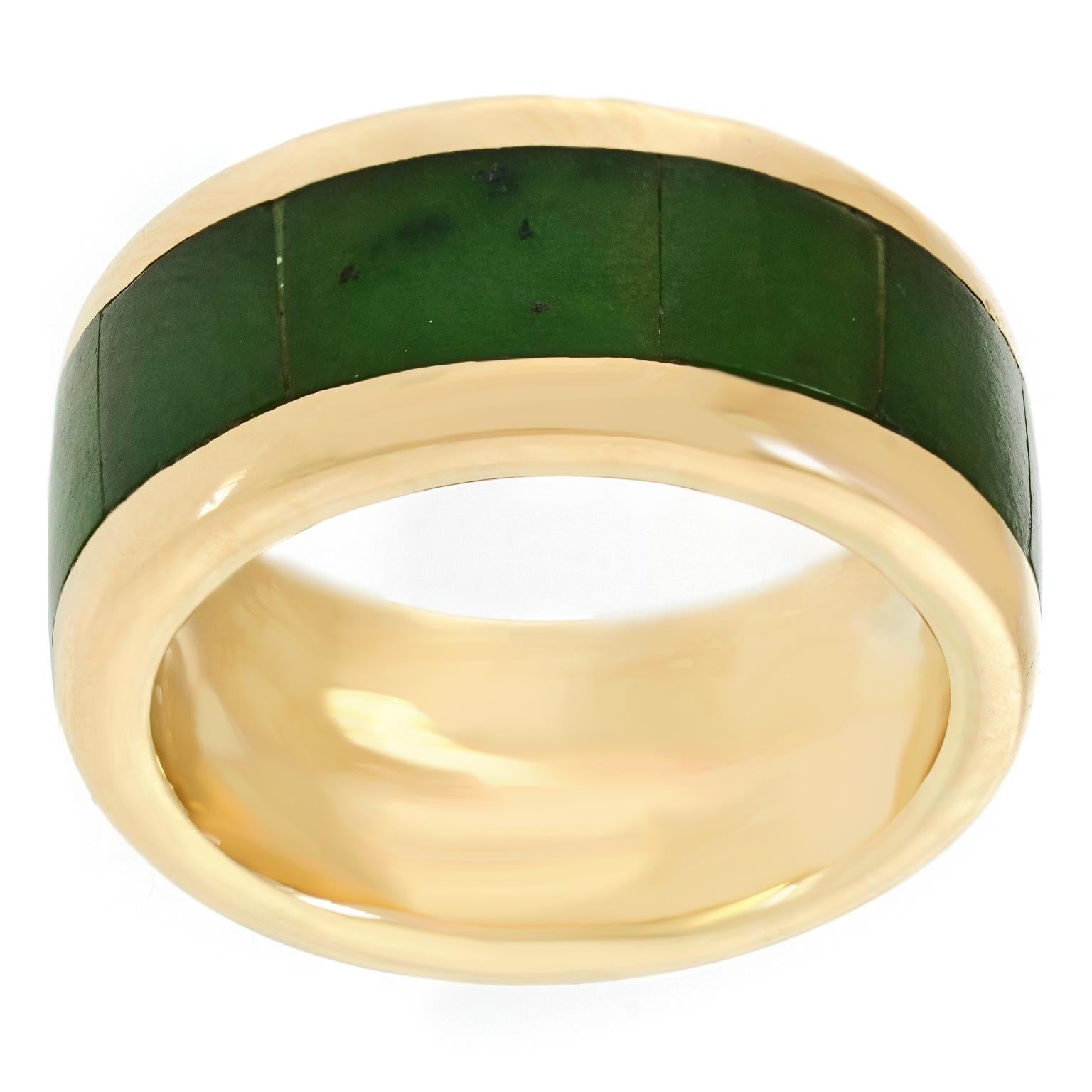 Native American Navajo Jade and Gold Ring For Sale